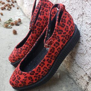 T.U.K Red Leopard Ballet Ankle Strap Creeper